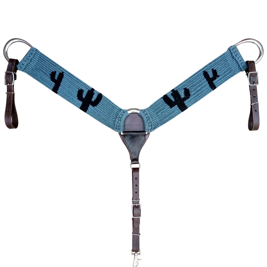 HILASON Cactus W. Wool Hand Tooled Breast Collar Blue by Hilason – Cowboy and equestrian accessories