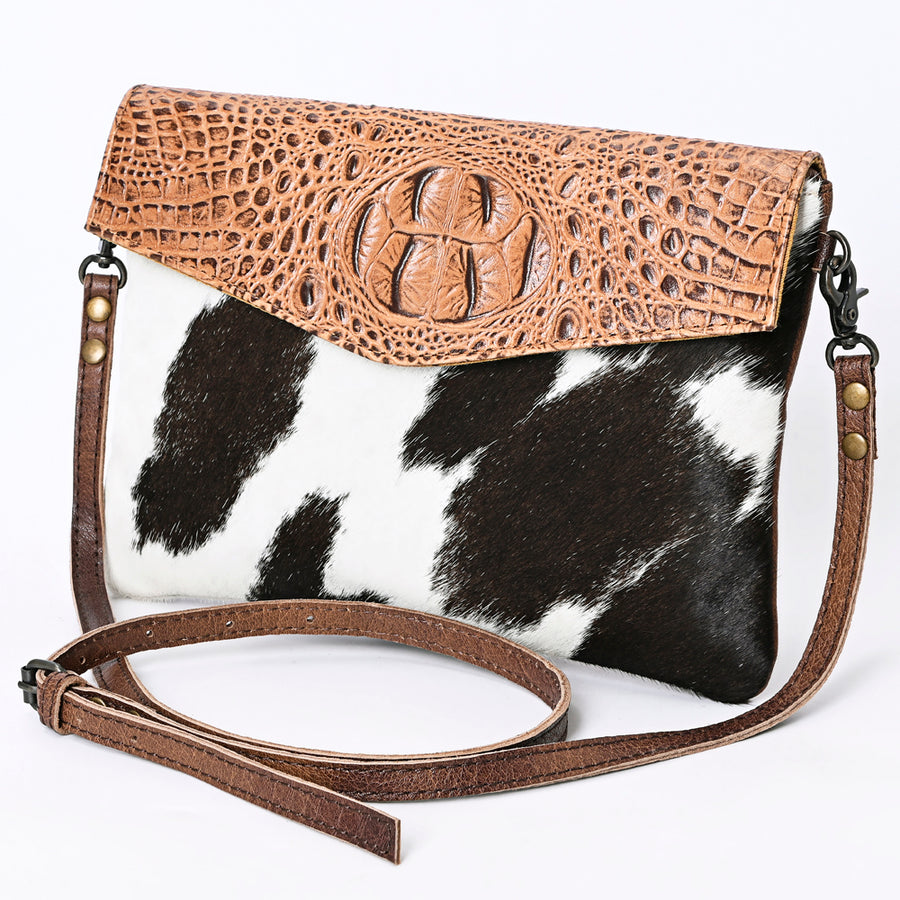American Darling Envelope Crocodile Embossed Hair on Genuine Leather Western Women Bag Handbag Purse | for Cute - Uhorse