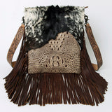 American Darling Messenger Hand Tooled Hair On Genuine Leather W.