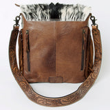 American Darling Messenger Hand Tooled Hair On Genuine Leather W.