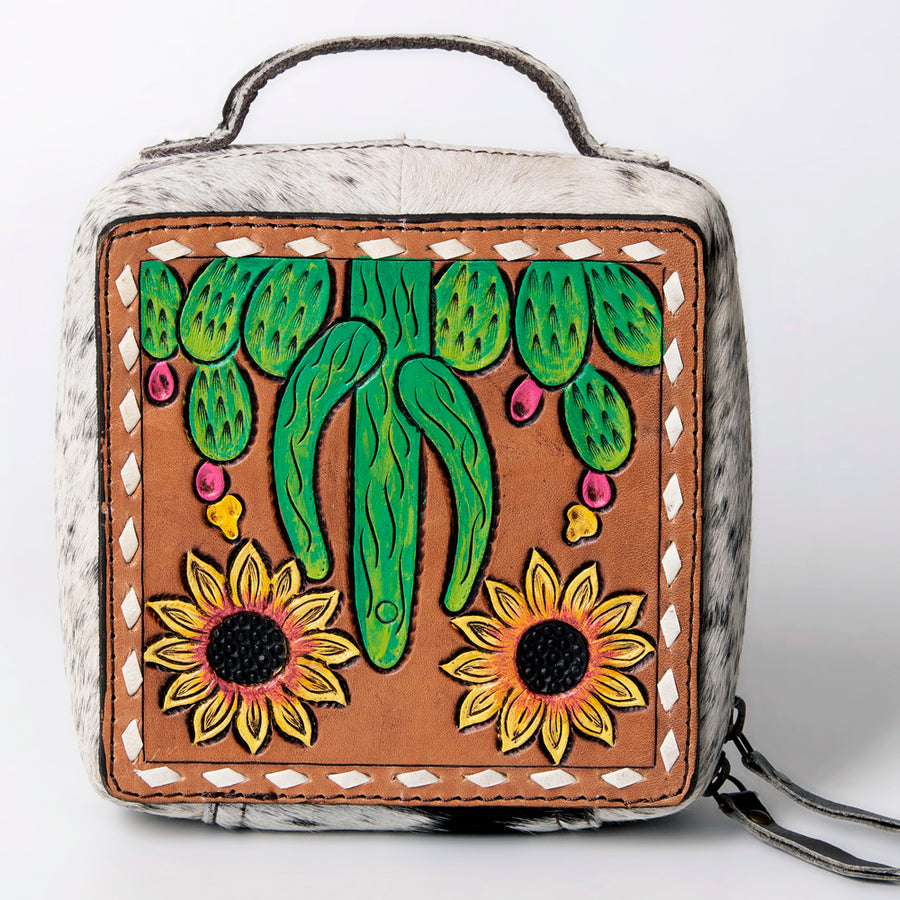 American Darling Jewelry Case for Women - Hair-On Cowhide Eco-Friendly Genuine Leather Travel Organizer with YKK Zipper