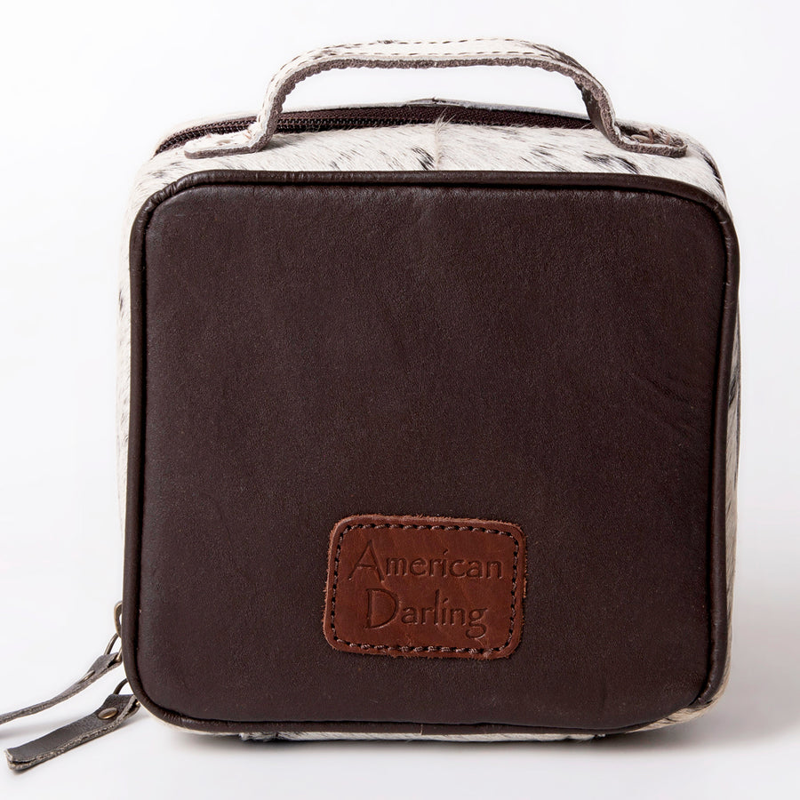 American Darling Jewelry Case for Women - Hair-On Cowhide Eco-Friendly Genuine Leather Travel Organizer with YKK Zipper