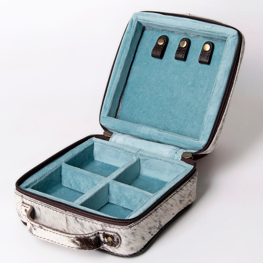 American Darling Jewelry Case for Women - Hair-On Cowhide Eco-Friendly Genuine Leather Travel Organizer with YKK Zipper