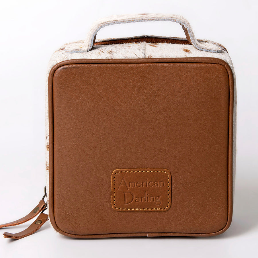 American Darling Jewelry Case for Women - Hair-On Cowhide Genuine Leather Travel Organizer with YKK Zipper