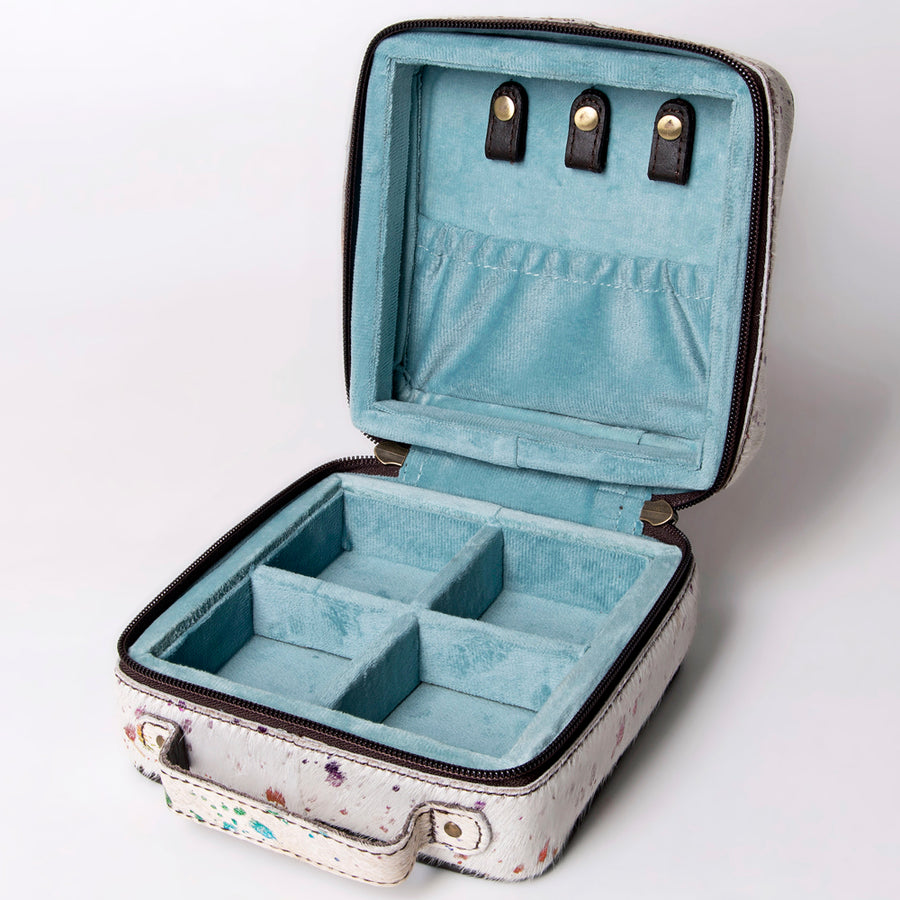 American Darling Jewelry Case for Women - Hair-On Cowhide Genuine Leather Travel Organizer with YKK Zipper