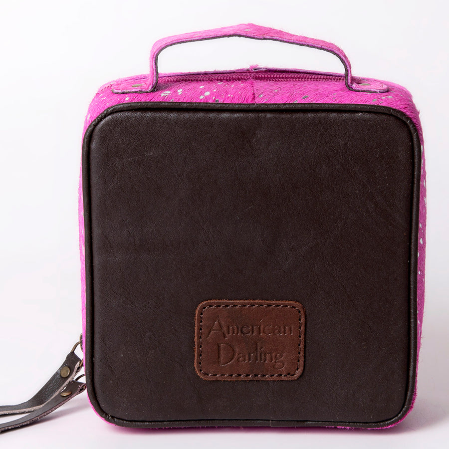 American Darling Jewelry Case for Women - Hair-On Cowhide Genuine Leather Travel Organizer with YKK Zipper