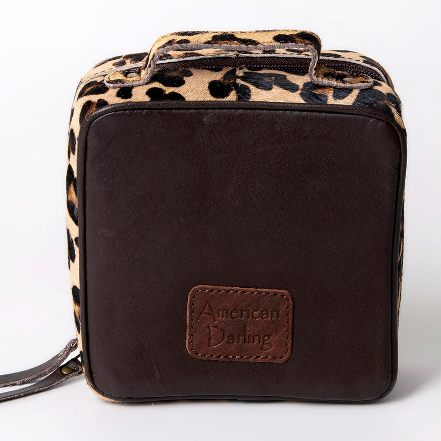 American Darling Jewelry Case for Women - Hair-On Cowhide Genuine Leather Travel Organizer with YKK Zipper