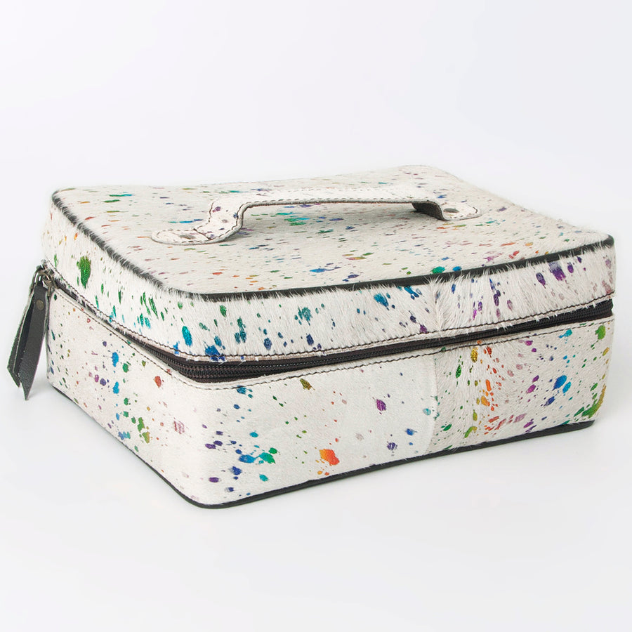 American Darling Jewelry Case for Women - Hair-On Cowhide Eco-Friendly Genuine Leather Travel Organizer