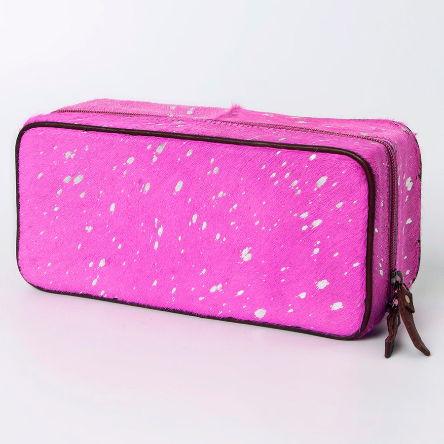 American Darling Pink Paint Splatter Hair-On Cowhide Jewelry case - Uhorse