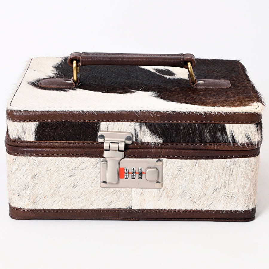 American Darling Jewelry Case for Women - Hand Tooled Floral Carved Genuine Leather Travel Organizer with Top Handle