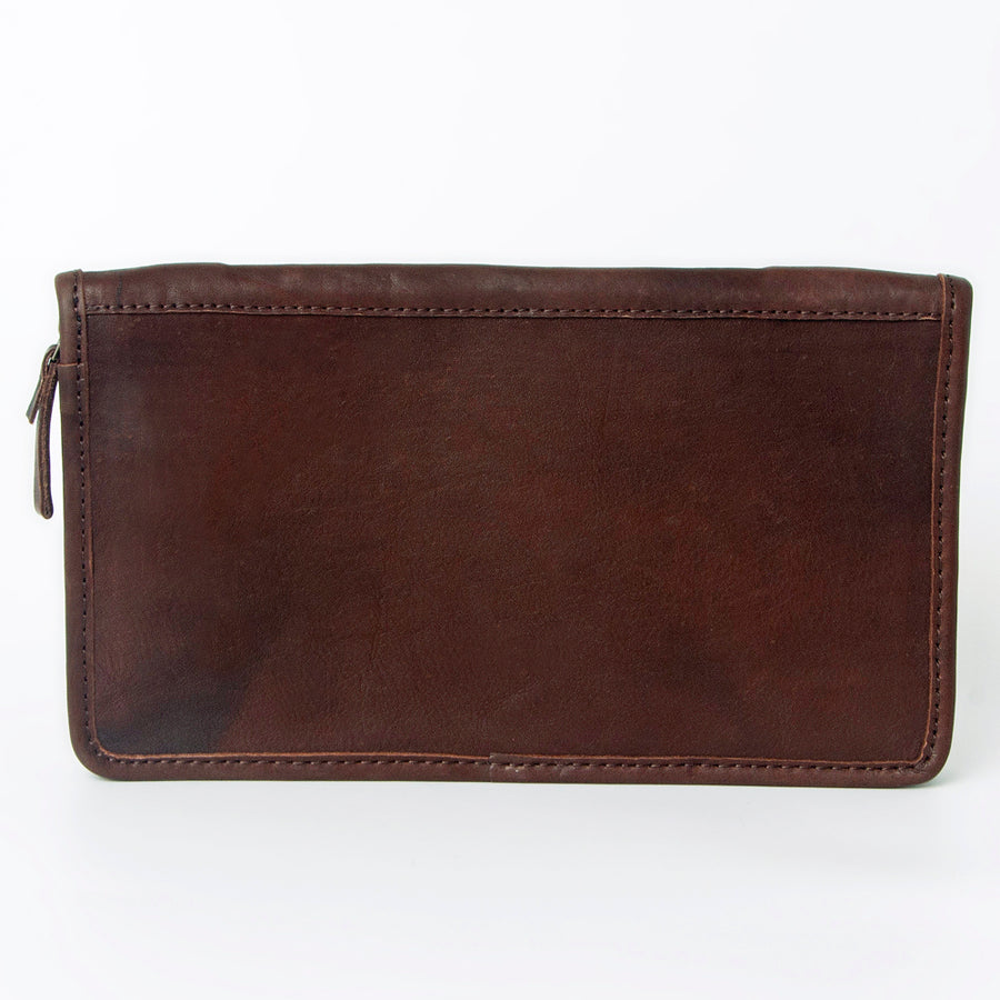American Darling Jewelry Case for Women - Hair-On Cowhide, Hand Tooled Floral Carved Genuine Leather Travel Organizer