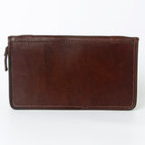 American Darling Jewelry Case for Women - Hair-On Cowhide, Hand Tooled Floral Carved Genuine Leather Travel Organizer