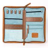American Darling Jewelry Case for Women - Hair-On Cowhide, Hand Tooled Floral Carved Genuine Leather Travel Organizer
