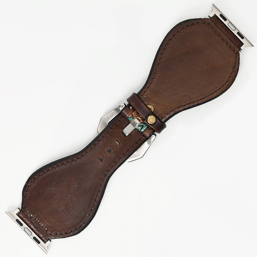 American Darling Beautifully Hand Tooled Painted Genuine Leather I watch Strap Men and Women Unisex
