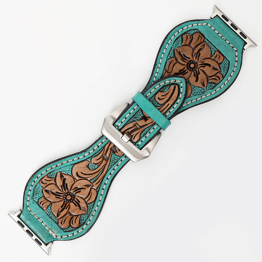 American Darling Beautifully Hand Tooled Painted Genuine Leather I watch Strap Men and Women Unisex