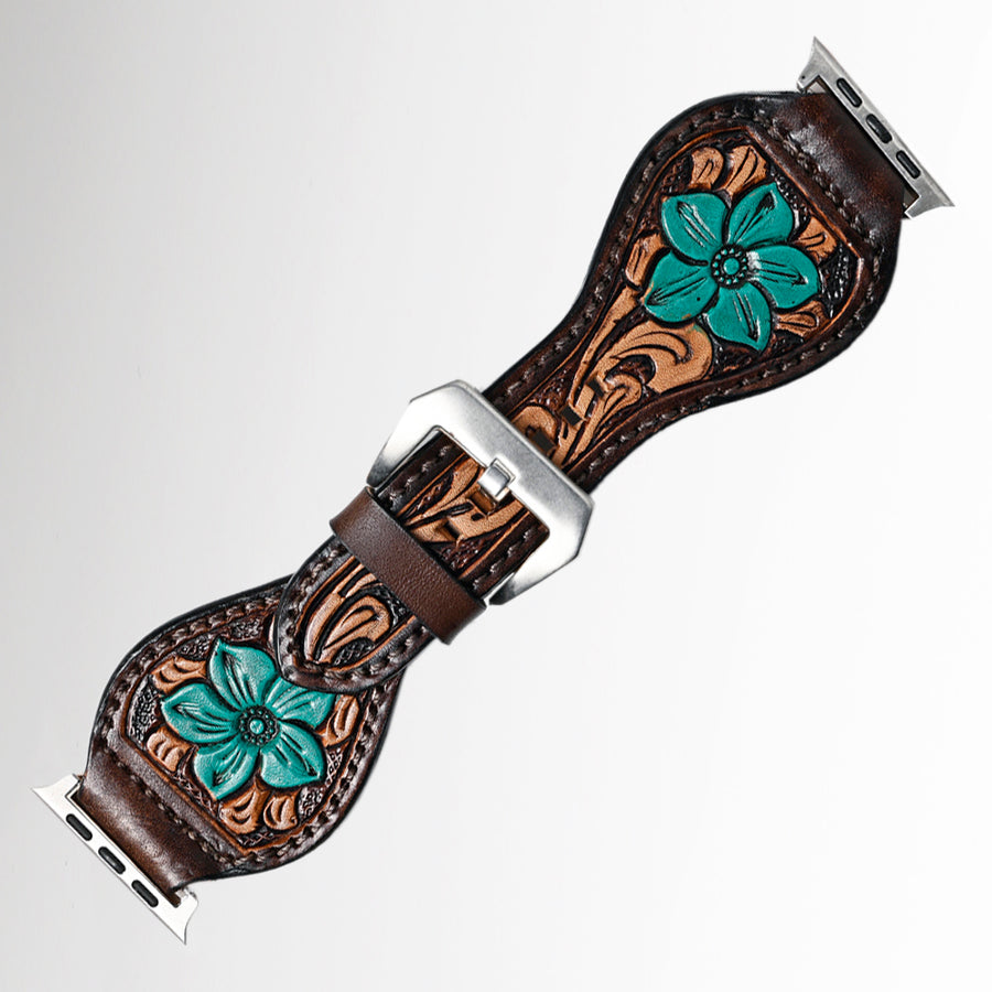 American Darling Floral Hand Tooled I watch Men Women Genuine Leather Strap - Uhorse