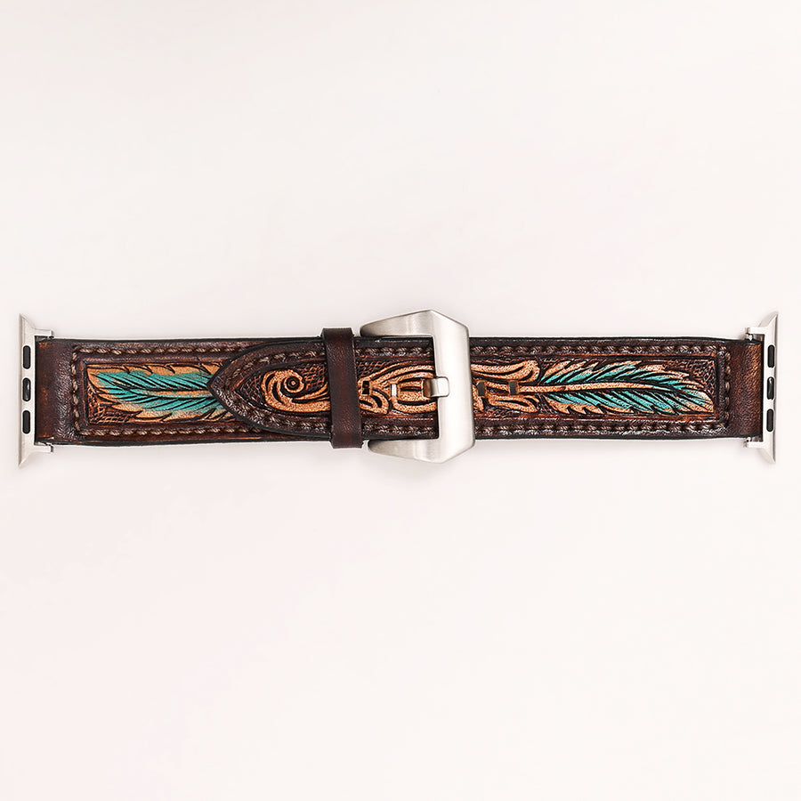 American Darling Beautifully Hand Tooled Genuine Leather I watch Strap Men and Women Unisex