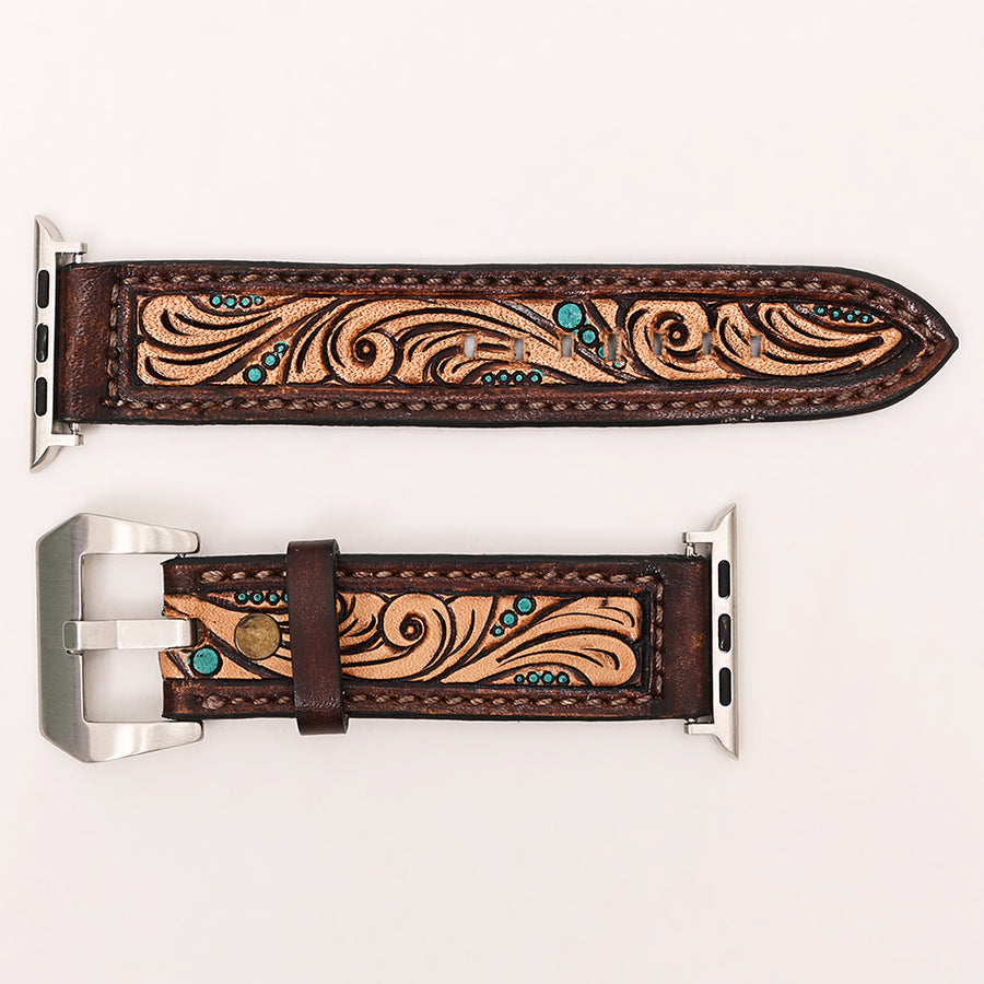 American Darling Beautifully Hand Tooled Genuine Leather I watch Strap Men and Women Unisex