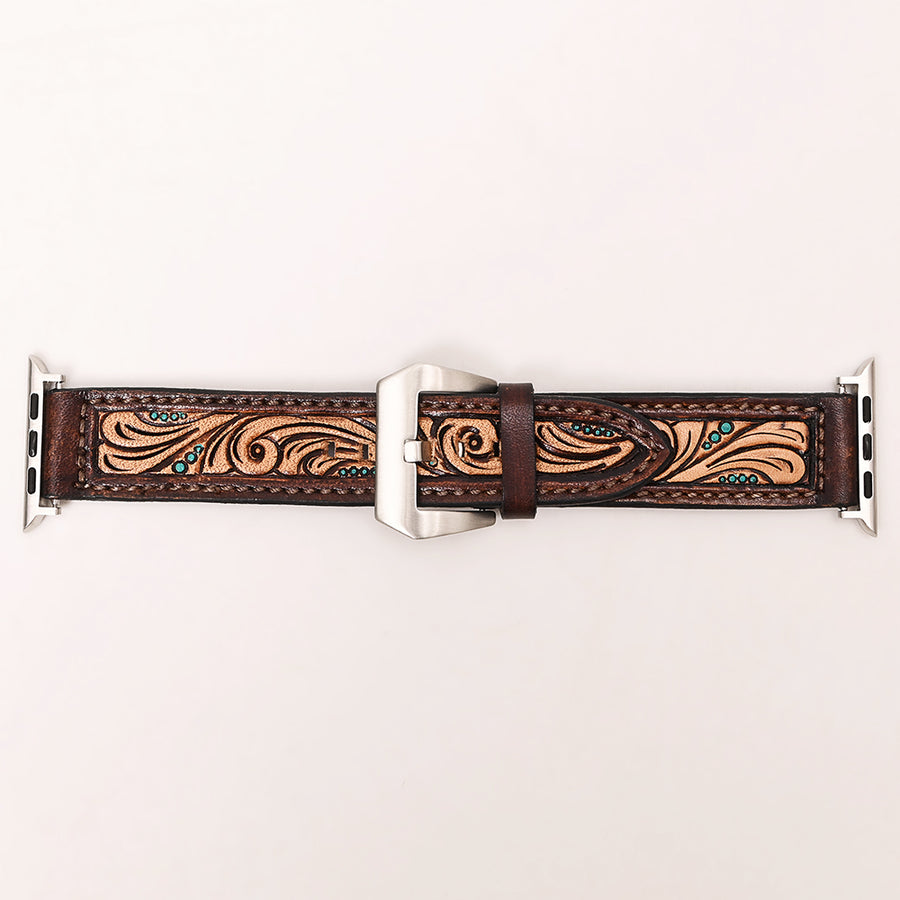 American Darling Beautifully Hand Tooled Genuine Leather I watch Strap Men and Women Unisex