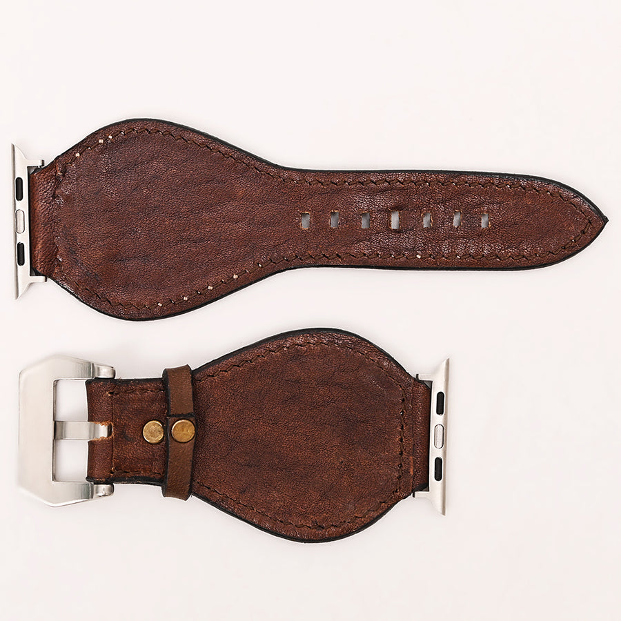 American Darling Beautifully Hand Tooled Painted Genuine Leather I watch Strap Men and Women Unisex