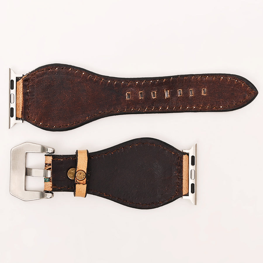 American Darling Beautifully Hand Tooled Painted Genuine Leather I watch Strap Men and Women Unisex