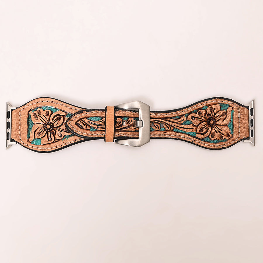 American Darling Beautifully Hand Tooled Painted Genuine Leather I watch Strap Men and Women Unisex