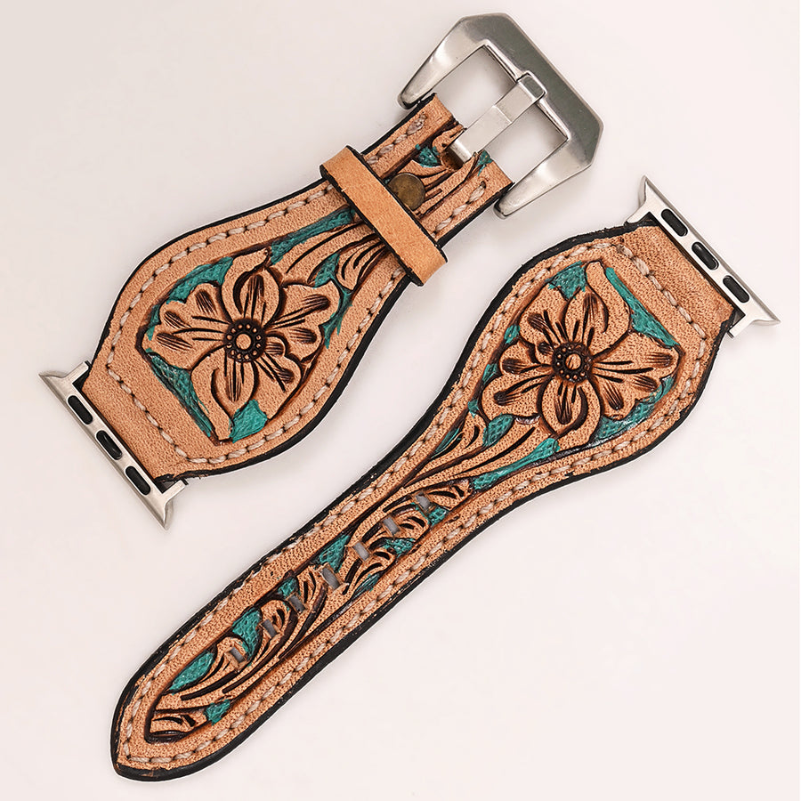 American Darling Floral Hand Tooled I watch Men Women Genuine Leather Strap - Uhorse
