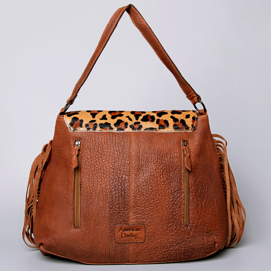 American Darling Messenger Hand Tooled Hair On Genuine Leather Western Women Bag Handbag Purse