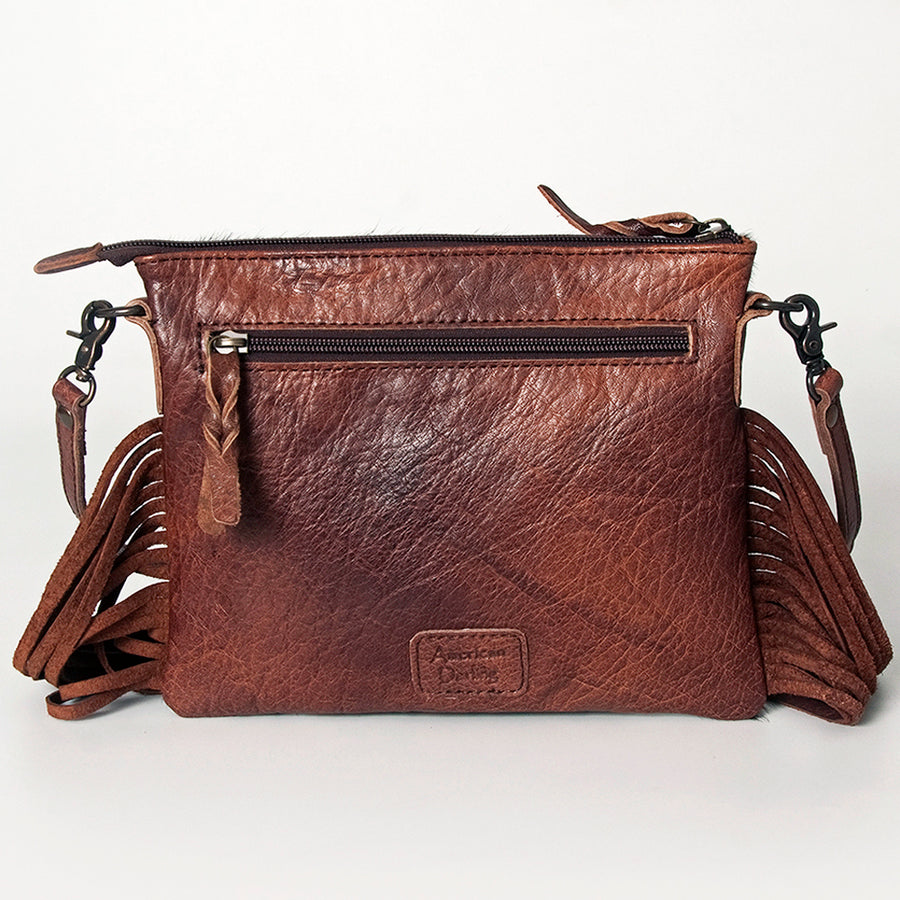 American Darling Western Small Crossbody Bag – Genuine Hair-On Cowhide Leather with Fringes, Adjustable Strap, Handcrafted in Texas