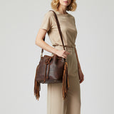 American Darling Bucket Full Grain Leather Western Women Bag Handbag Purse | Crossbody for Cute