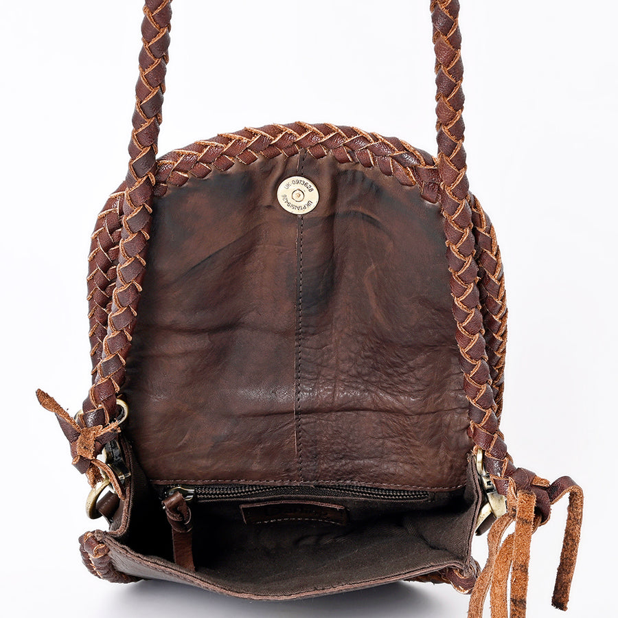 American Darling Cross body Bag Western Genuine Leather Handcrafted Purse with Turquoise Stone and Braided Detail