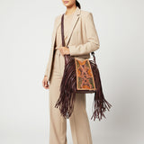 American Darling Large Crossbody Hand Tooled Hair On Genuine Leather Women Bag Western Handbag Purse