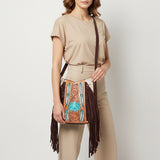 American Darling Large Crossbody Hand Tooled Hair On Genuine Leather Women Bag Western Handbag Purse