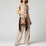 American Darling Large Crossbody Hand Tooled Hair On Genuine Leather Women Bag Western Handbag Purse