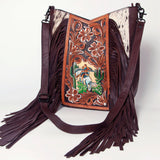 American Darling Hand Tooled Hair On Genuine Leather Women Bag Western Handbag Purse