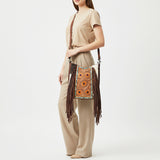 American Darling Large Crossbody Hand Tooled Hair On Genuine Leather Women Bag Western Handbag Purse