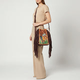 American Darling Large Crossbody Hand Tooled Hair On Genuine Leather Women Bag Western Handbag Purse