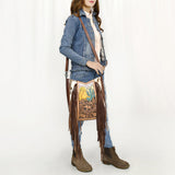 American Darling Large Crossbody Hand Tooled Hair On Genuine Leather Women Bag Western Handbag Purse