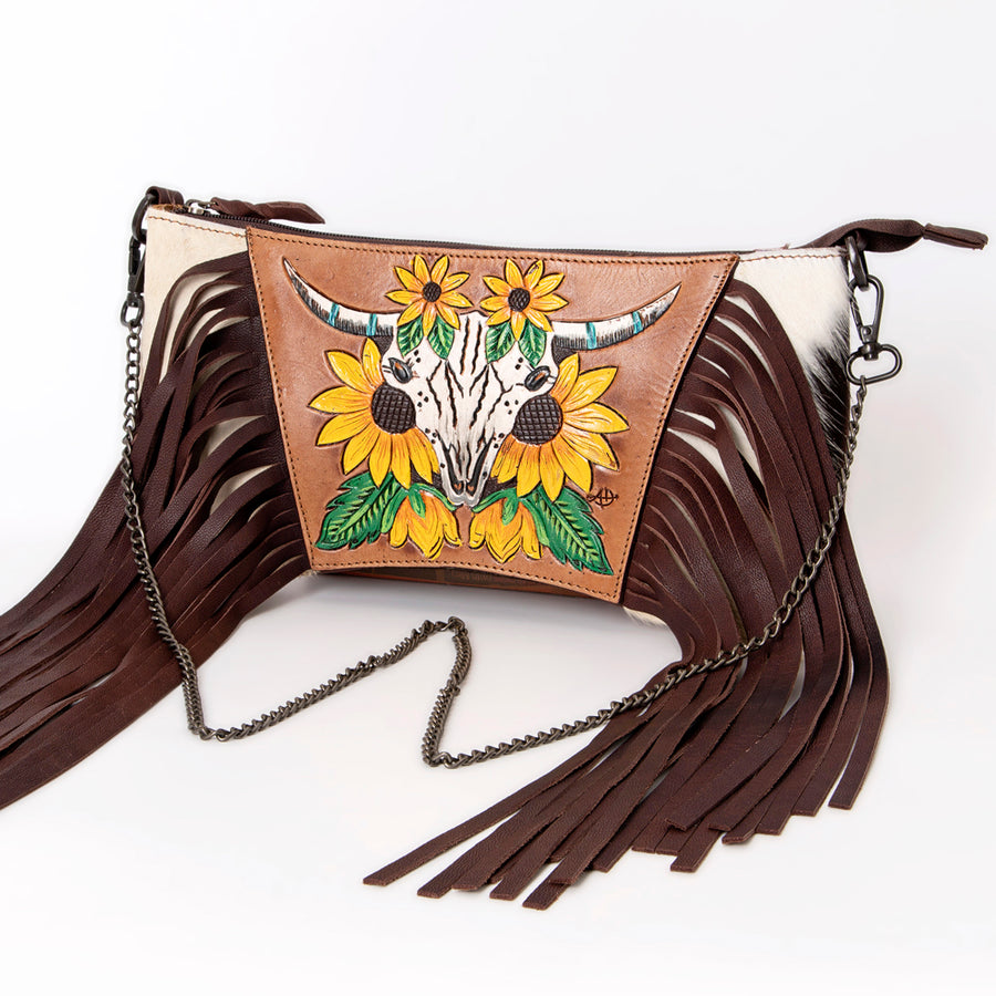 American Darling Cross Body I Hand Tooled Hair-On Genuine Leather Women Bag Western Handbag Purse - Uhorse