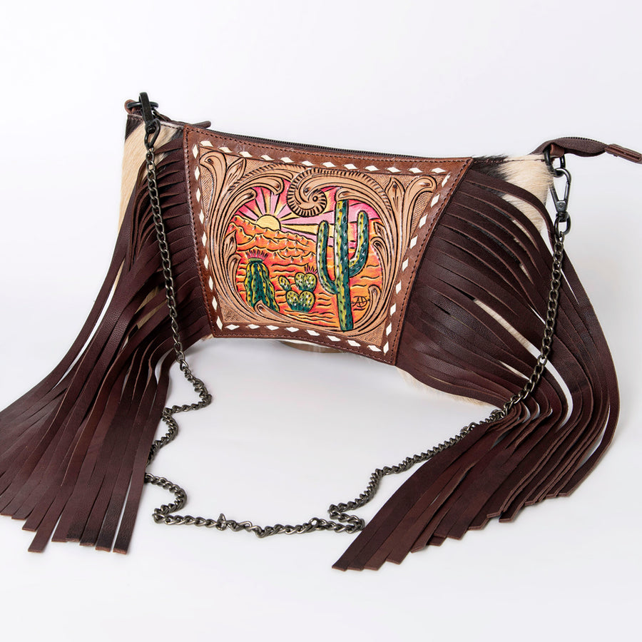 American Darling Cross Body I Hand Tooled Hair-On Genuine Leather Women Bag Western Handbag Purse - Uhorse