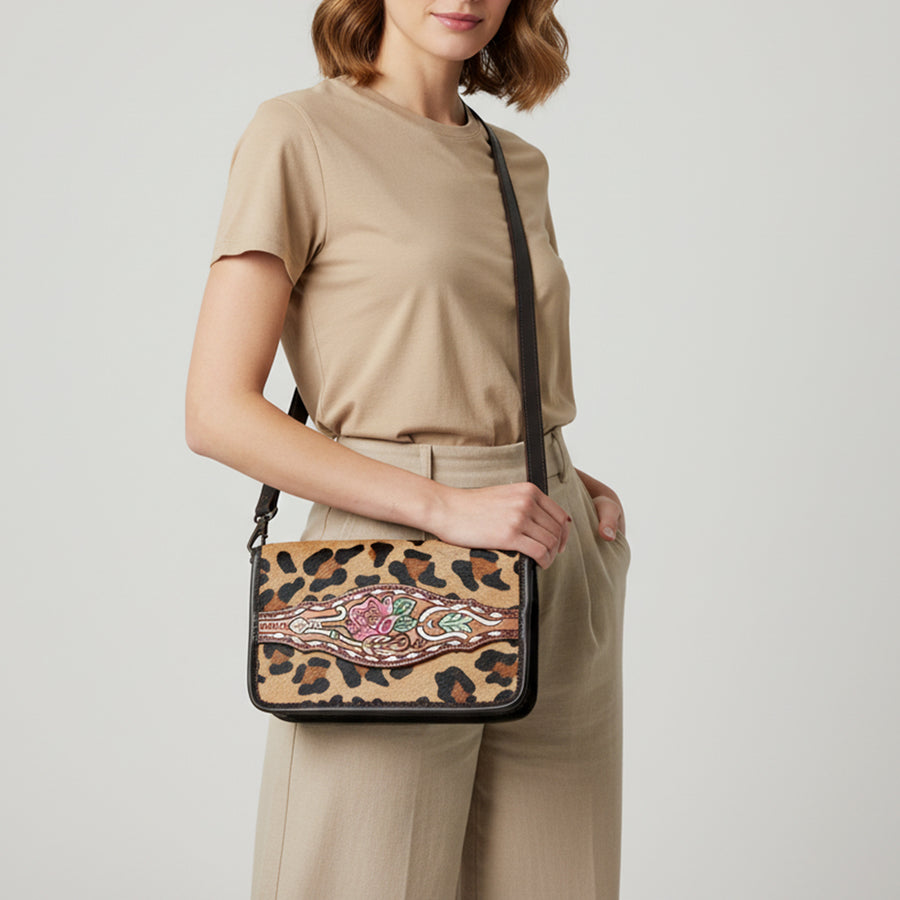 American Darling Cross Body I Hand Tooled Hair-On Genuine Leather Women Bag Western Handbag Purse
