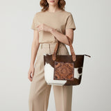 American Darling Tote Hand Tooled Hair-On Genuine Leather Women Bag Western Handbag Purse
