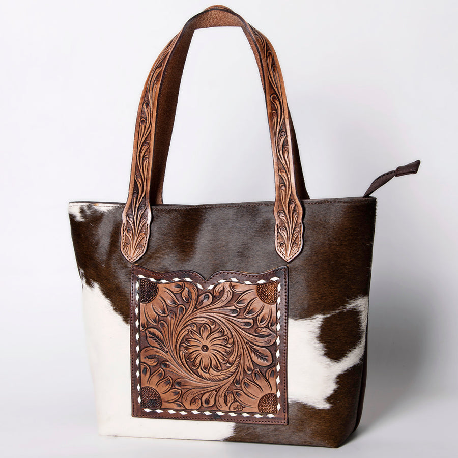 American Darling Tote Hand Tooled Hair-On Genuine Leather Women Bag Western Handbag Purse - Uhorse