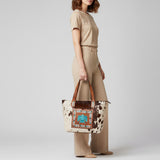 American Darling Tote Hand Tooled Hair-On Genuine Leather Women Bag Western Handbag Purse