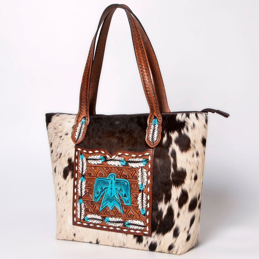 American Darling ADBGZ694B Tote Hand Tooled Hair-On Genuine Leather by Hilason – Cowboy and equestrian accessories