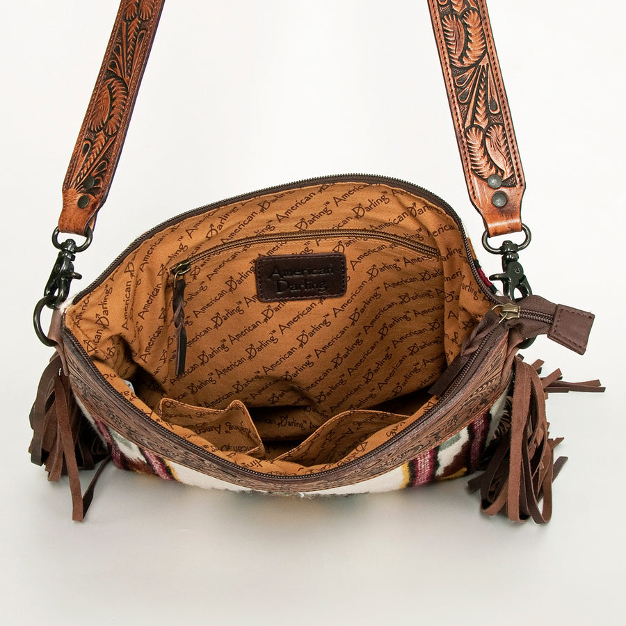 American Darling Signature Crossbody Hand Tooled Saddle Blanket Genuine Leather Women Bag Western Handbag Purse