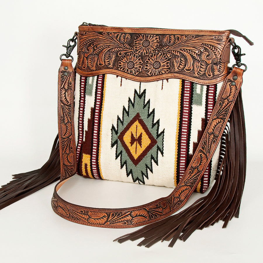 American Darling Signature Crossbody Hand Tooled Saddle Blanket Genuine Leather Women Bag Western Handbag Purse - Uhorse