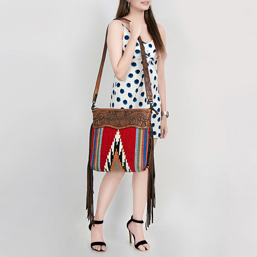 American Darling Signature Crossbody Hand Tooled Saddle Blanket Genuine Leather Women Bag Western Handbag Purse