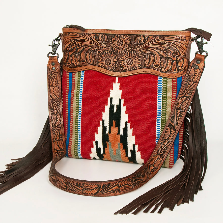 American Darling Signature Crossbody Hand Tooled Saddle Blanket Genuine Leather Women Bag Western Handbag Purse - Uhorse