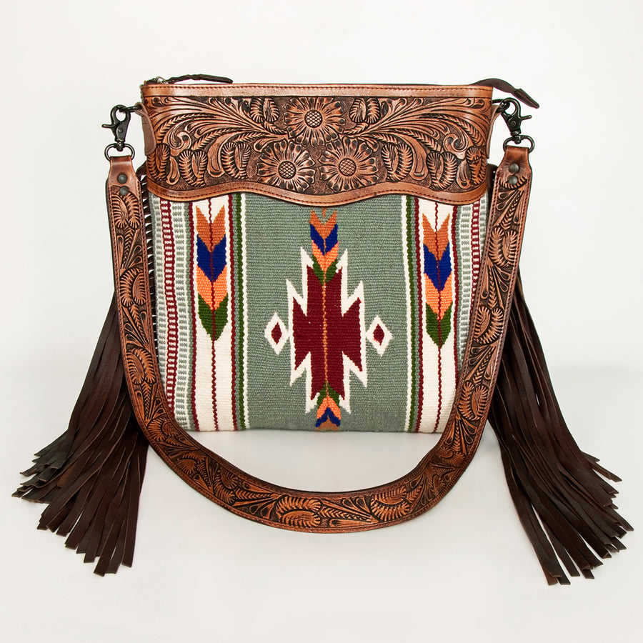 American Darling Signature Crossbody Hand Tooled Saddle Blanket Genuine Leather Women Bag Western Handbag Purse